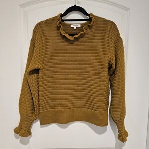Madewell Ruffled Cowl Neck Sweater in Mustard #795
